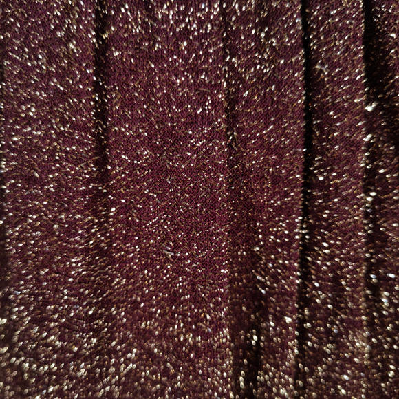 Vintage 70s Lurex Velvet Formal Dress Mock Neck Metallic Boho Holiday 0 - Picture 7 of 16